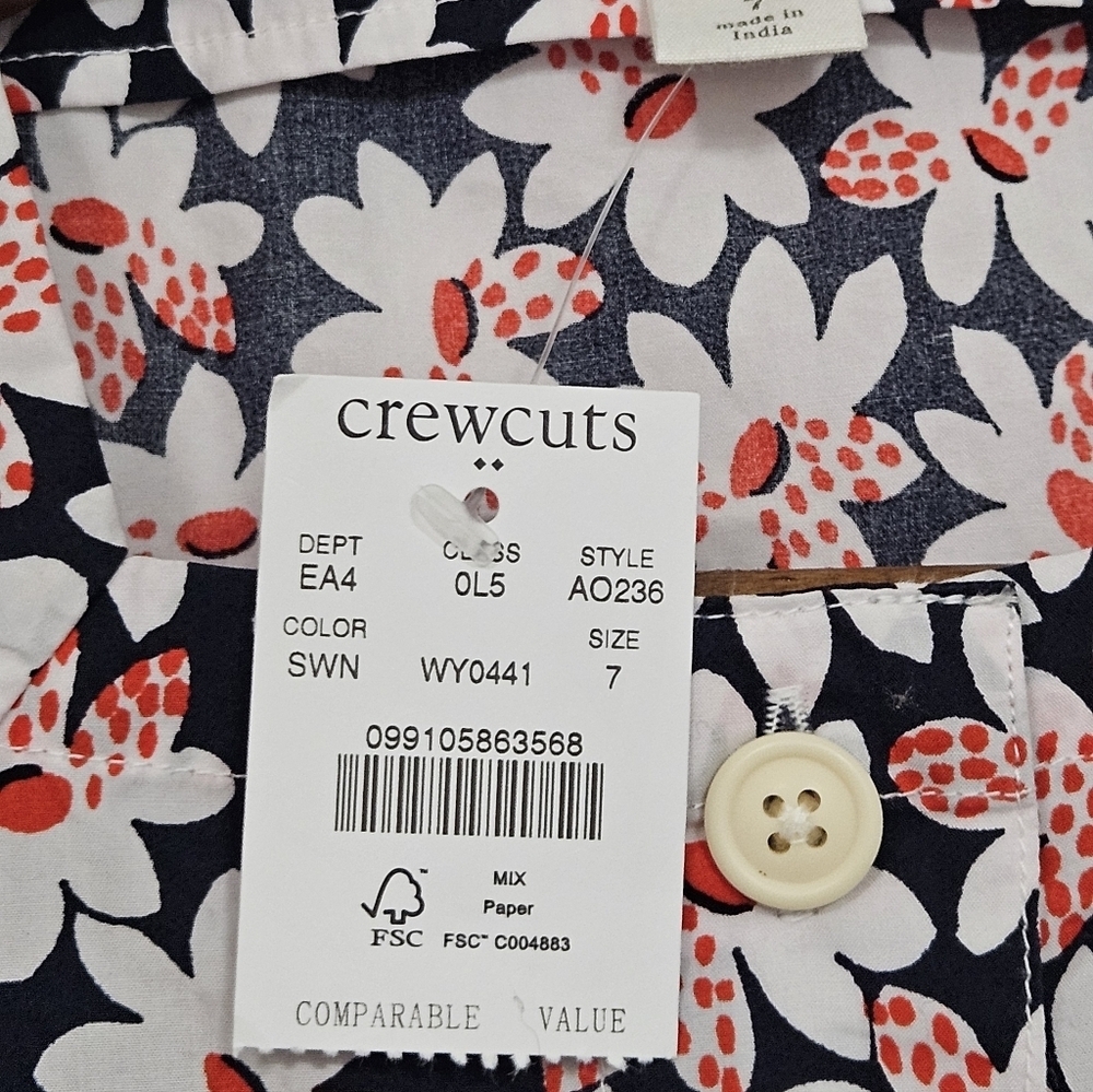 NWT J. Crew Crewcuts Girls Cotton Blend Daisy Print Dress - Picture 4 of 8